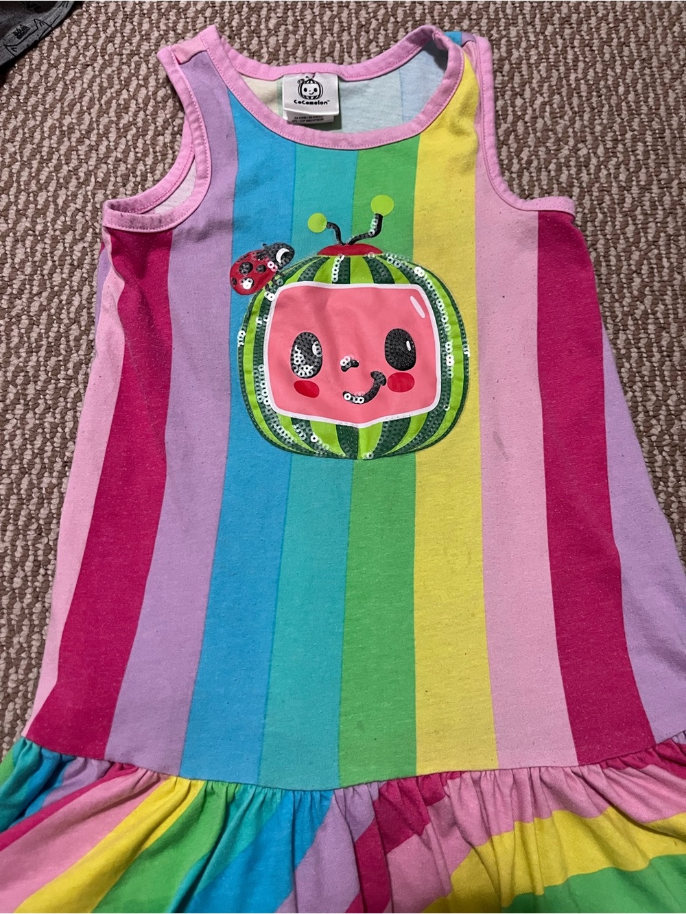Girls 3T cocomelon Colorful Rainbow Stripe Tank Dress